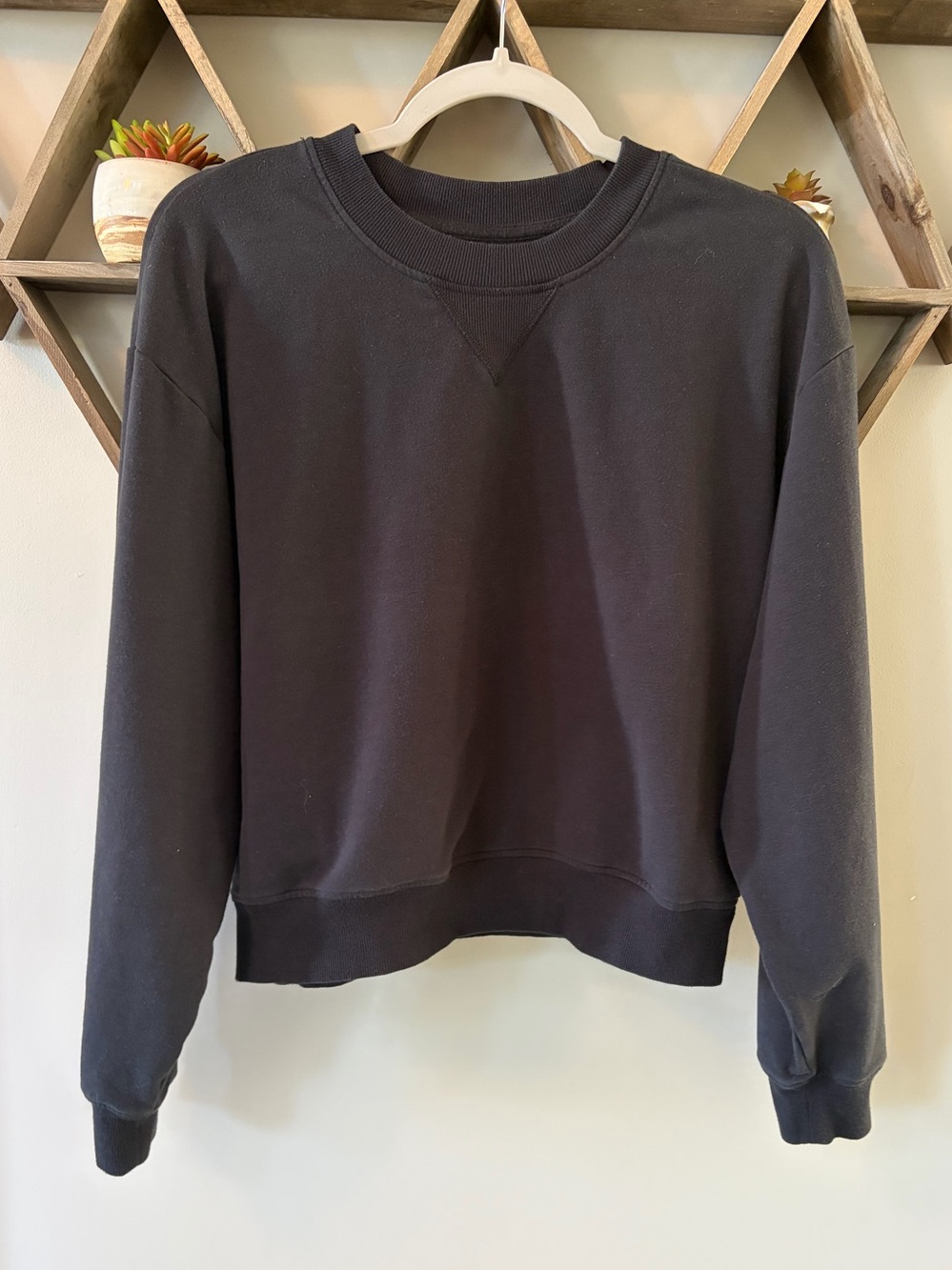 UGG Women's Black Seleste Micro Terry Cropped Crew. Size medium.